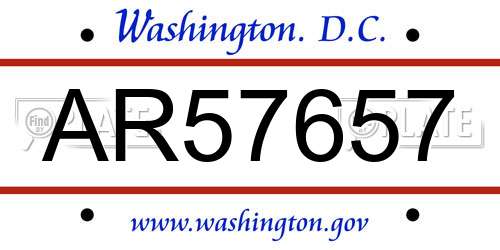 AR57657 District Of Columbia License Plate