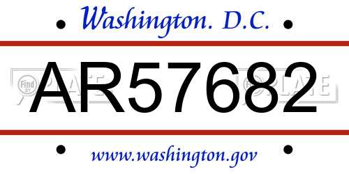 AR57682 District Of Columbia License Plate