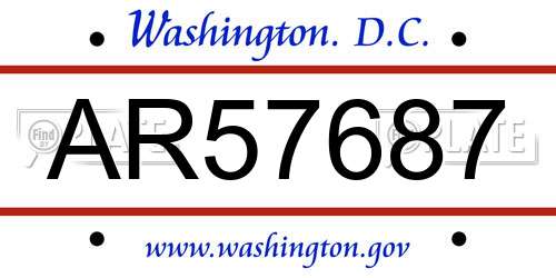 AR57687 District Of Columbia License Plate