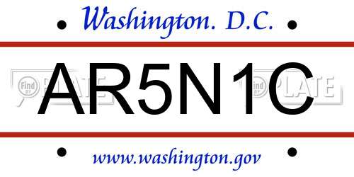 AR5N1C District Of Columbia License Plate