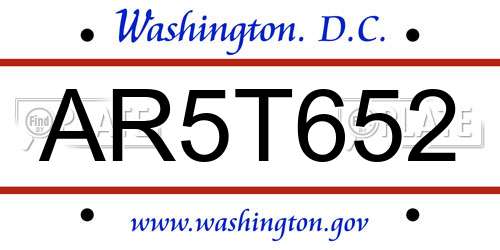 AR5T652 District Of Columbia License Plate