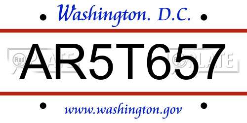 AR5T657 District Of Columbia License Plate