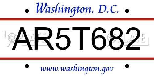 AR5T682 District Of Columbia License Plate