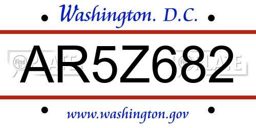 AR5Z682 District Of Columbia License Plate