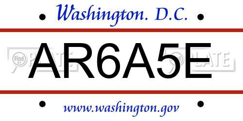 AR6A5E District Of Columbia License Plate