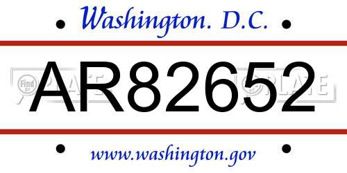 AR82652 District Of Columbia License Plate