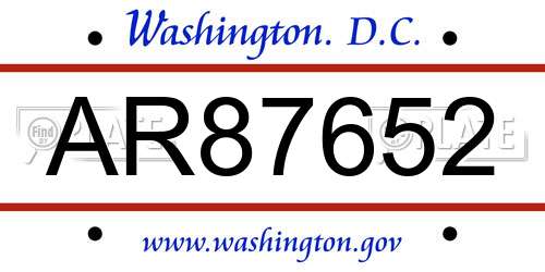 AR87652 District Of Columbia License Plate