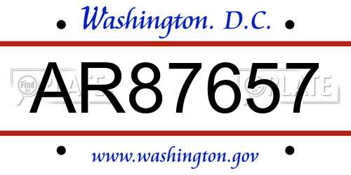 AR87657 District Of Columbia License Plate