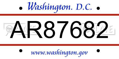 AR87682 District Of Columbia License Plate