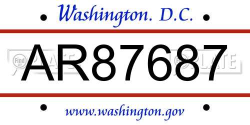 AR87687 District Of Columbia License Plate