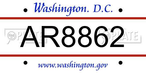 AR8862 District Of Columbia License Plate