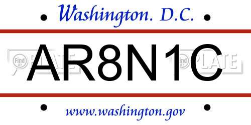 AR8N1C District Of Columbia License Plate