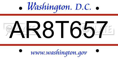 AR8T657 District Of Columbia License Plate