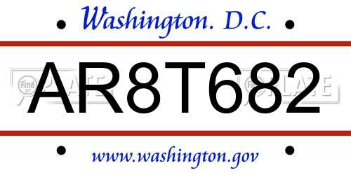AR8T682 District Of Columbia License Plate