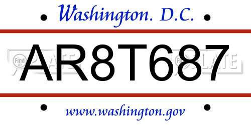 AR8T687 District Of Columbia License Plate