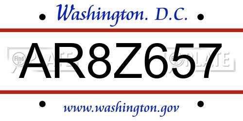 AR8Z657 District Of Columbia License Plate