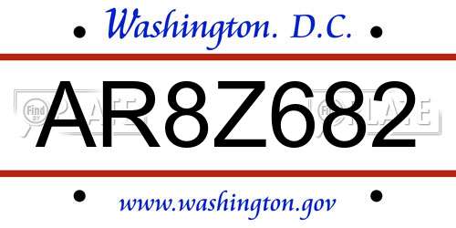 AR8Z682 District Of Columbia License Plate