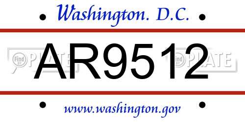 AR9512 District Of Columbia License Plate