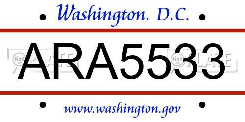 ARA5533 District Of Columbia License Plate