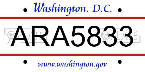 ARA5833 District Of Columbia License Plate