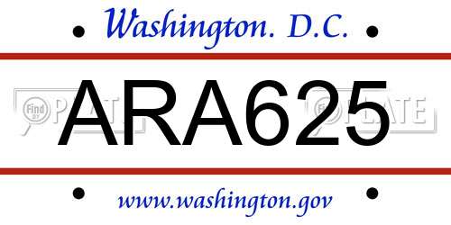 ARA625 District Of Columbia License Plate