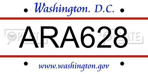 ARA628 District Of Columbia License Plate