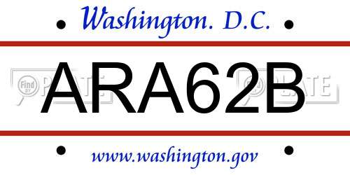 ARA62B District Of Columbia License Plate