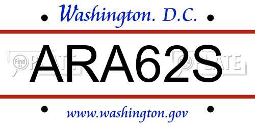 ARA62S District Of Columbia License Plate