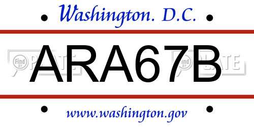 ARA67B District Of Columbia License Plate