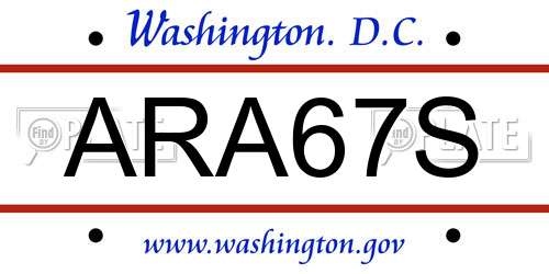 ARA67S District Of Columbia License Plate