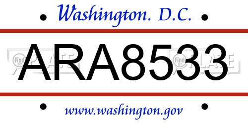ARA8533 District Of Columbia License Plate