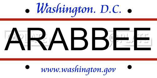 ARABBEE District Of Columbia License Plate