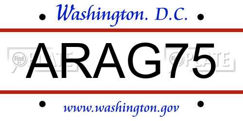 ARAG75 District Of Columbia License Plate
