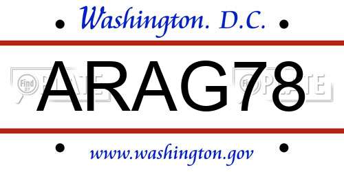 ARAG78 District Of Columbia License Plate