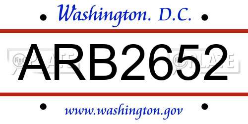 ARB2652 District Of Columbia License Plate
