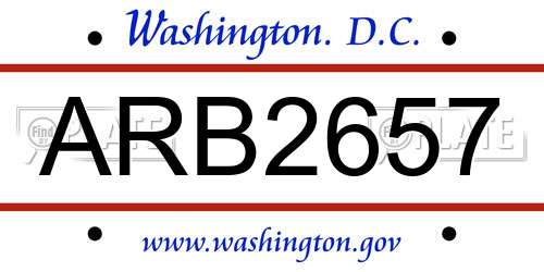 ARB2657 District Of Columbia License Plate