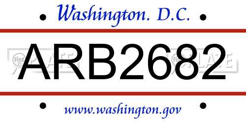 ARB2682 District Of Columbia License Plate