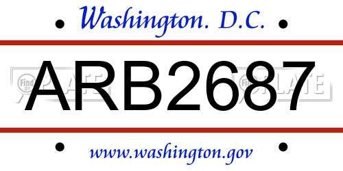 ARB2687 District Of Columbia License Plate