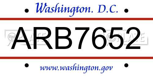 ARB7652 District Of Columbia License Plate
