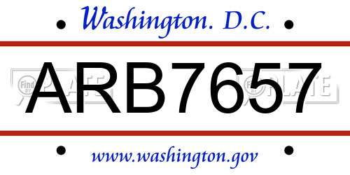 ARB7657 District Of Columbia License Plate