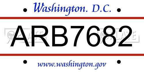 ARB7682 District Of Columbia License Plate
