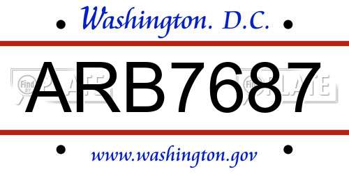 ARB7687 District Of Columbia License Plate