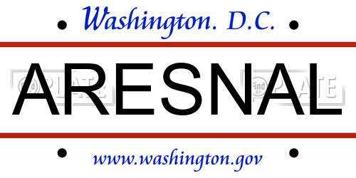 ARESNAL District Of Columbia License Plate
