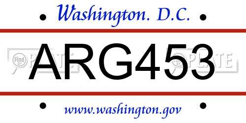 ARG453 District Of Columbia License Plate