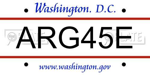 ARG45E District Of Columbia License Plate