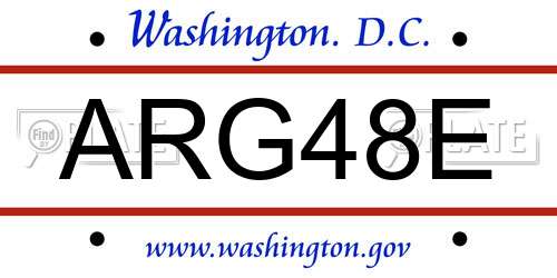 ARG48E District Of Columbia License Plate