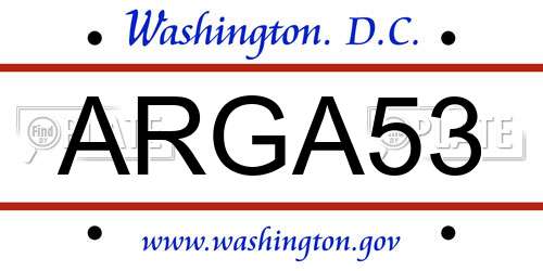 ARGA53 District Of Columbia License Plate