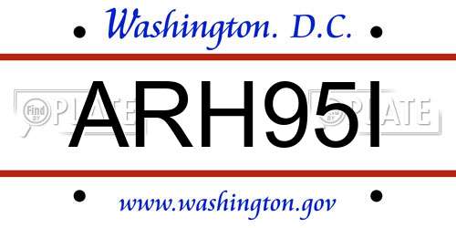 ARH95I District Of Columbia License Plate