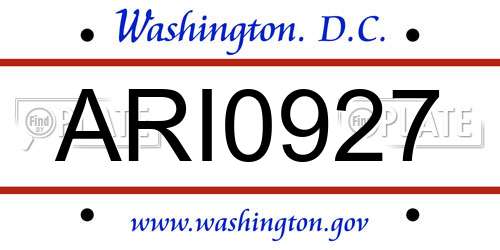 ARI0927 District Of Columbia License Plate