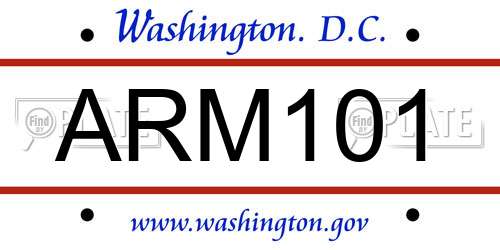 ARM101 District Of Columbia License Plate